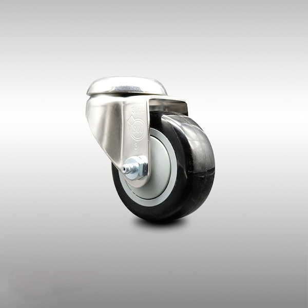 3 Inch 316SS Black Polyurethane Wheel Swivel Bolt Hole Caster